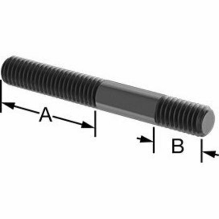 BSC PREFERRED Black-Oxide ST Threaded on Both Ends Stud 3/8-16 Thread Size 3 Long 1-1/2 and 5/8 Long Threads 91025A636